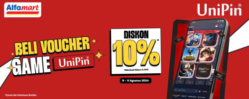 Mabar Seru dengan DISKON SPESIAL 10%! Beli Voucher UniPin di Alfamart Sekarang dan Top Up Game Favoritmu